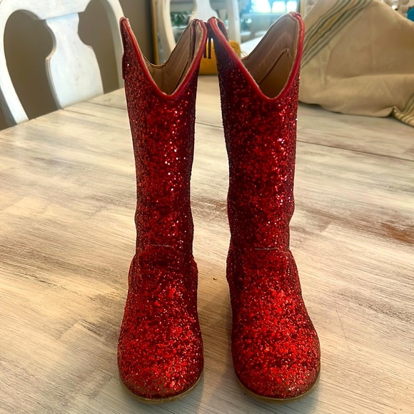 Other - Little Girls Red Glitter Boots Size 13